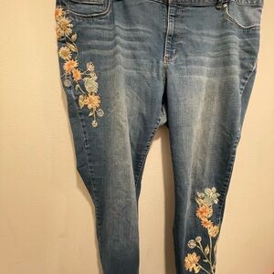 Jessica Simpson Blue Jeans with Floral Embroidery